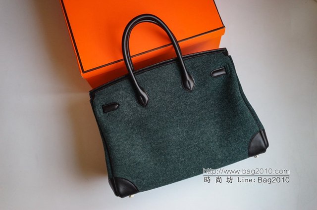 Hermes手提女包 愛馬仕Birkin鉑金拼色女包 Swift與粗昵面料  tdh2076